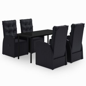 vidaXL Ensemble à manger de jardin avec coussins 5 Pièces Noir