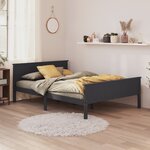 vidaXL Cadre de lit Gris Bois de pin massif 160x200 cm