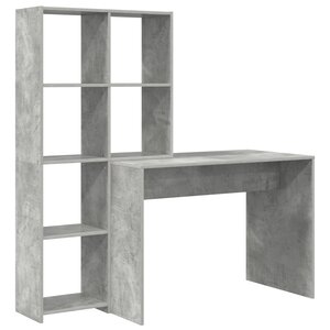 vidaXL Bureau Gris béton 138.5 x 55 x 143 cm Bois d'ingénierie