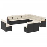 vidaXL Salon de jardin avec coussins 13 Pièces noir résine tressée