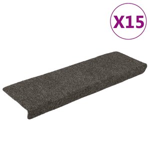 vidaXL Tapis d'escalier autocollants 15 pièces 65 x 21 x 4 cm Anthracite Bord rectangulaire