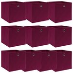 vidaXL Boîtes de rangement 10 Pièces Rouge foncé 32x32x32 cm Tissu
