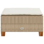 vidaXL Tabouret de jardin et coussin beige 63 5x56x32cm résine tressée