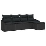 vidaXL Ensemble de canapé de jardin 5 Pièces Noir Poly rotin