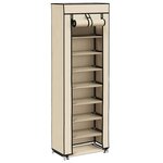 vidaXL Armoire à chaussures avec housse Crème 57x29x162 cm Tissu