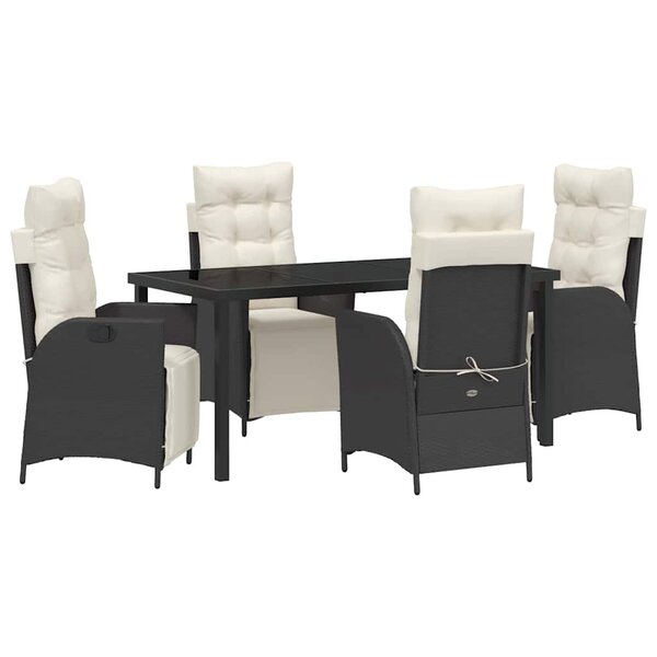 vidaXL Ensemble de salle à manger pour jardin 5 Pièces Noir Poly rotin