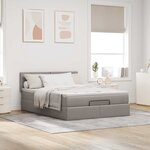 vidaXL Lit ottoman avec matelas et LED taupe 140x200 cm tissu