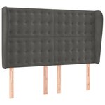 vidaXL Tête de lit avec oreilles Gris foncé 147x23x118/128 cm Velours