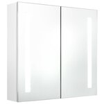 vidaXL Armoire de salle de bain à miroir LED Blanc brillant 62x14x60cm