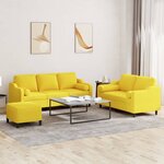 vidaXL Ensemble de canapés 3 Pièces avec coussins jaune clair tissu