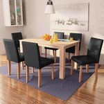 vidaXL Table et chaises 7 Pièces Cuir synthétique Chêne Noir