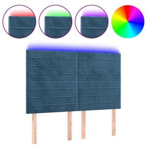 vidaXL Tête de lit à LED Bleu foncé 144x5x118/128 cm Velours