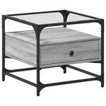 vidaXL Table basse avec dessus en verre sonoma gris 50x50x45 acier