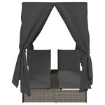 vidaXL Transat double avec toit Gris 205 x 129 x 200 cm Rattan PE