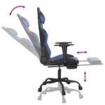 vidaXL Chaise de jeu avec repose-pied Noir et bleu Similicuir