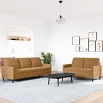 vidaXL Ensemble de canapés 2 Pièces avec coussins Marron Velours