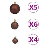 Vidaxl arbre de noël mince avec led et boules argenté 210 cm