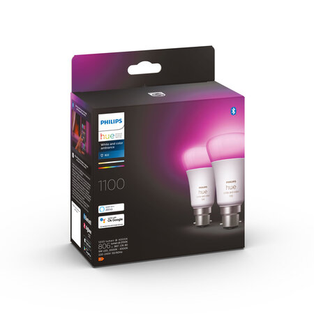 Philips hue pack de 2 ampoules white & color ambiance standard b22 75w