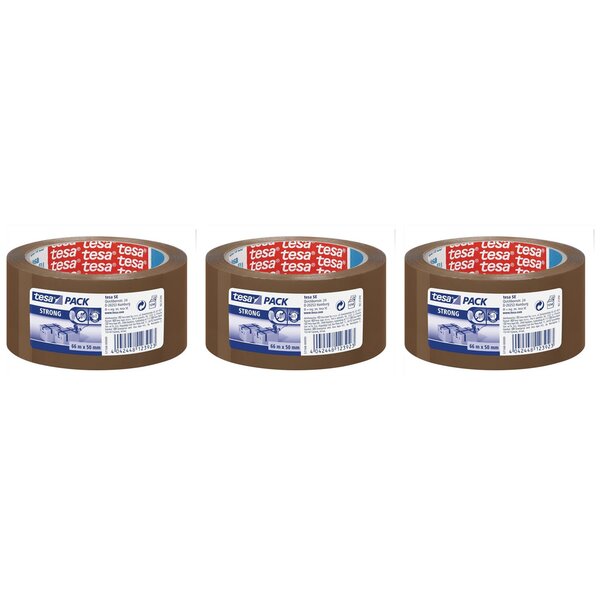 Ruban Adhésif Polypro STRONG 52 microns - H50 mm x L66m Havane x 3 TESA