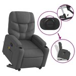 vidaXL Fauteuil de massage inclinable Gris foncé Tissu