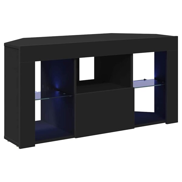 vidaXL Meuble TV LED d'Angle Noir 101 x 40 x 50 cm Bois d'ingénierie