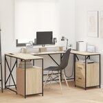 vidaXL Bureau Chêne Sonoma 182 x 101 x 87.5 cm Bois d'ingénierie