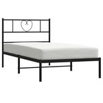 vidaXL Cadre de lit métal sans matelas avec tête de lit noir 75x190 cm