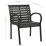 vidaXL Chaises de jardin 2 Pièces Acier et WPC Noir