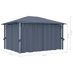 vidaXL Tonnelle avec rideau et lumières LED 4x3 m Anthracite Aluminium