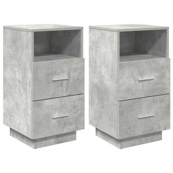 vidaXL Tables de chevet 2 Pièces avec 2 tiroirs gris béton 36x36x68 cm