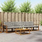 vidaXL Ensemble de canapés d'extérieur 5 Pièces Gris Naturel et Clair