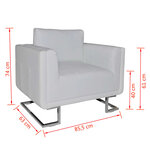 vidaXL Fauteuil cube avec pieds chromés Blanc Similicuir