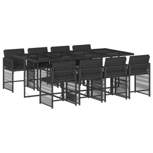 vidaXL Ensemble à manger de jardin 9Pièces coussins noir résine tressée