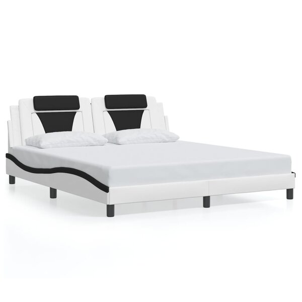 vidaXL Cadre de lit Viana sans matelas blanc et noir 180x200 cm similicuir