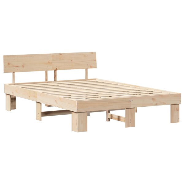 vidaXL Cadre de lit Marron 140 x 200 cm Bois massif en pin