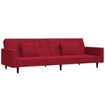 vidaXL Canapé-lit à 2 places et deux oreillers Rouge bordeaux Velours
