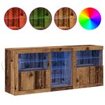 vidaXL Buffet avec éclairage LED Bois ancien 162x37x67 cm Bois reconstitué