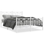 vidaXL Cadre de lit métal sans matelas et pied de lit blanc 140x190 cm