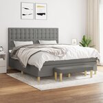vidaXL Sommier à lattes de lit avec matelas Gris foncé 180x200cm Tissu