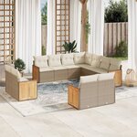 vidaXL Salon de jardin 11 Pièces avec coussins beige résine tressée