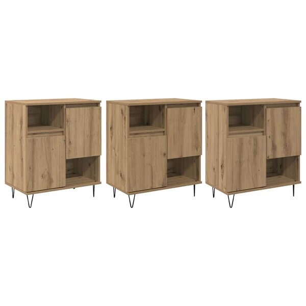 vidaXL Buffets 3 Pièces chêne artisanal 180 x 35 x 70 cm