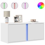 vidaXL Meuble TV mural avec lumières LED blanc 80x31x35 cm