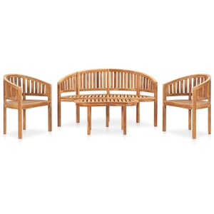 vidaXL Salon de jardin 4 Pièces en forme de banane Bois de teck solide
