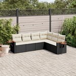 vidaXL Salon de jardin 6 Pièces avec coussins noir résine tressée