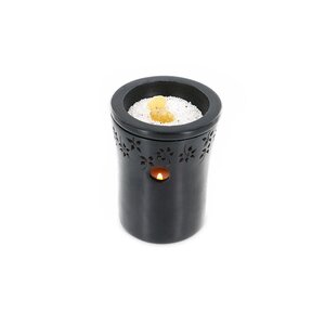 2 brûle-parfum en pierre noire