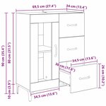 vidaXL Buffet avec tiroir Chêne artisanal 69 5 x 34 x 90 cm