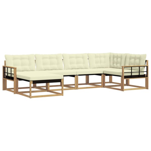 vidaXL Ensemble de canapés d'extérieur 6 Pièces Blanc et crème