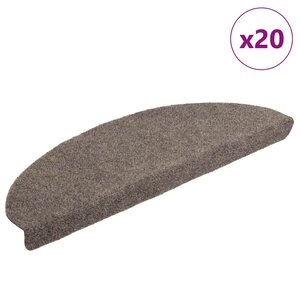 vidaXL Tapis d'escalier autocollants 20 pièces 65 x 21 x 4 cm Beige Demi-rond Grand