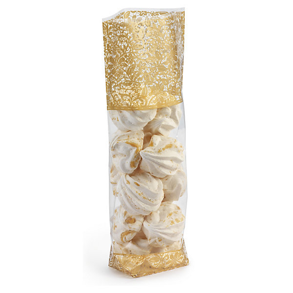 Sachet confiserie imprimé à fond carton dentelles or 12x27 5 cm (lot de 100)