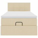 vidaXL Lit ottoman avec matelas et LED crème 90x200 cm tissu